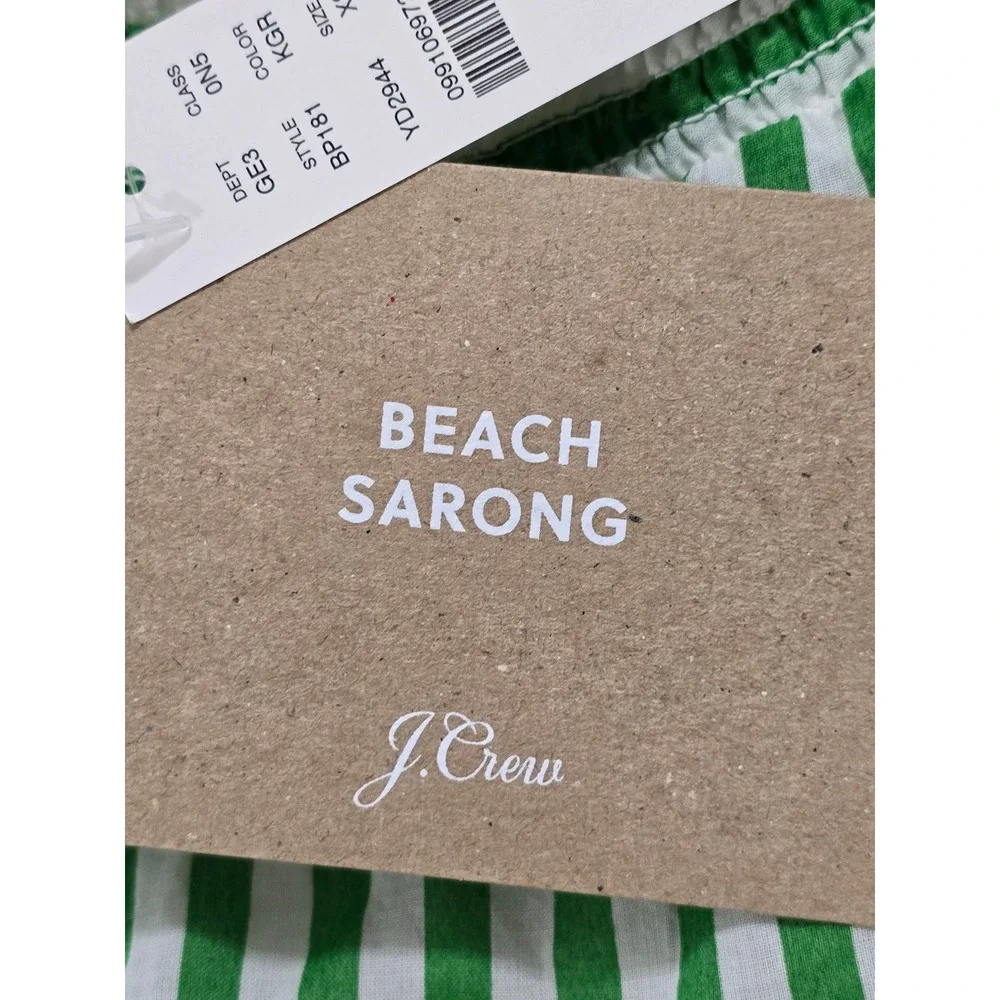 J. Crew Green White Striped Convertible Beach Sarong Halter Dress XS